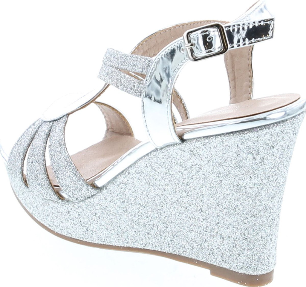 Forever Happy-09 Women's Glitter Strappy Wrapped Wedge Heel Platform Sandals