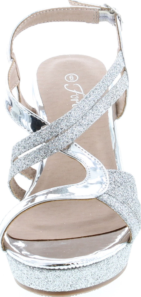 Forever Happy-09 Women's Glitter Strappy Wrapped Wedge Heel Platform Sandals