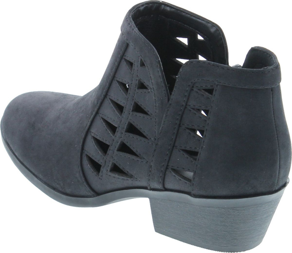 Soda Chance Womens Perforated Cut Out Stacked Block Heel Ankle Booties