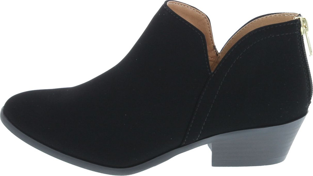 Soda Mafic Women's Almond Toe Faux Suede V Side Western Stacked Block Mid Heel Ankle Boot