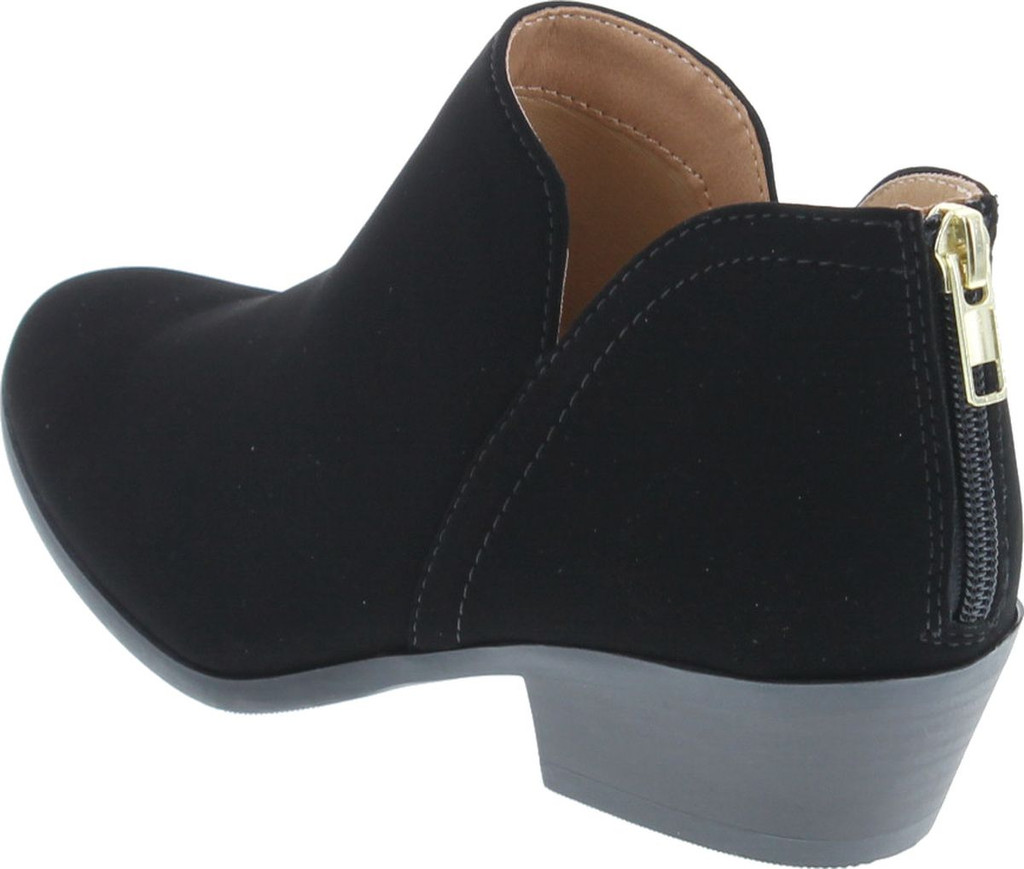 Soda Mafic Women's Almond Toe Faux Suede V Side Western Stacked Block Mid Heel Ankle Boot