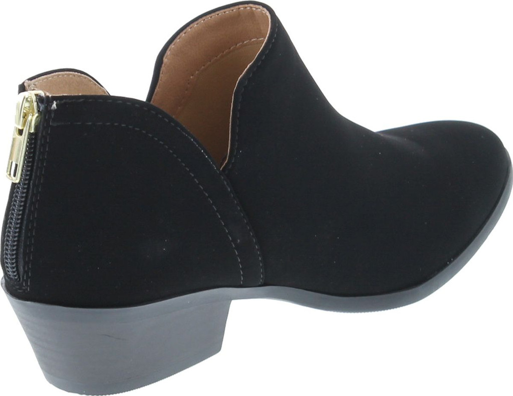 Soda Mafic Women's Almond Toe Faux Suede V Side Western Stacked Block Mid Heel Ankle Boot