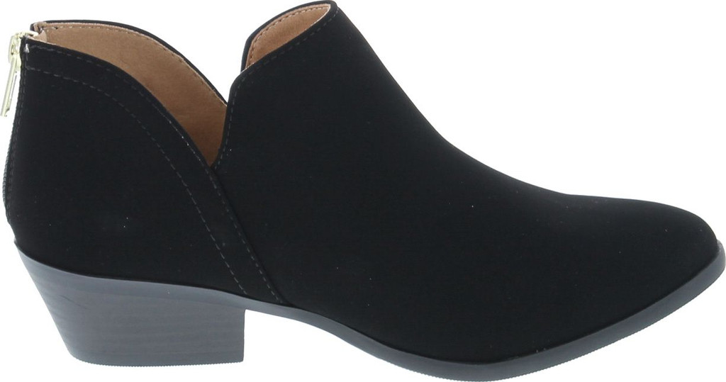 Soda Mafic Women's Almond Toe Faux Suede V Side Western Stacked Block Mid Heel Ankle Boot