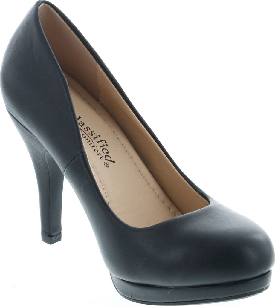 Women's Classic Dress Pump W Extra Cushioned In Sole Round Toe & Platform