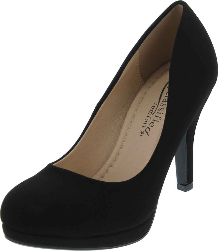 Women's Classic Dress Pump W Extra Cushioned In Sole Round Toe & Platform