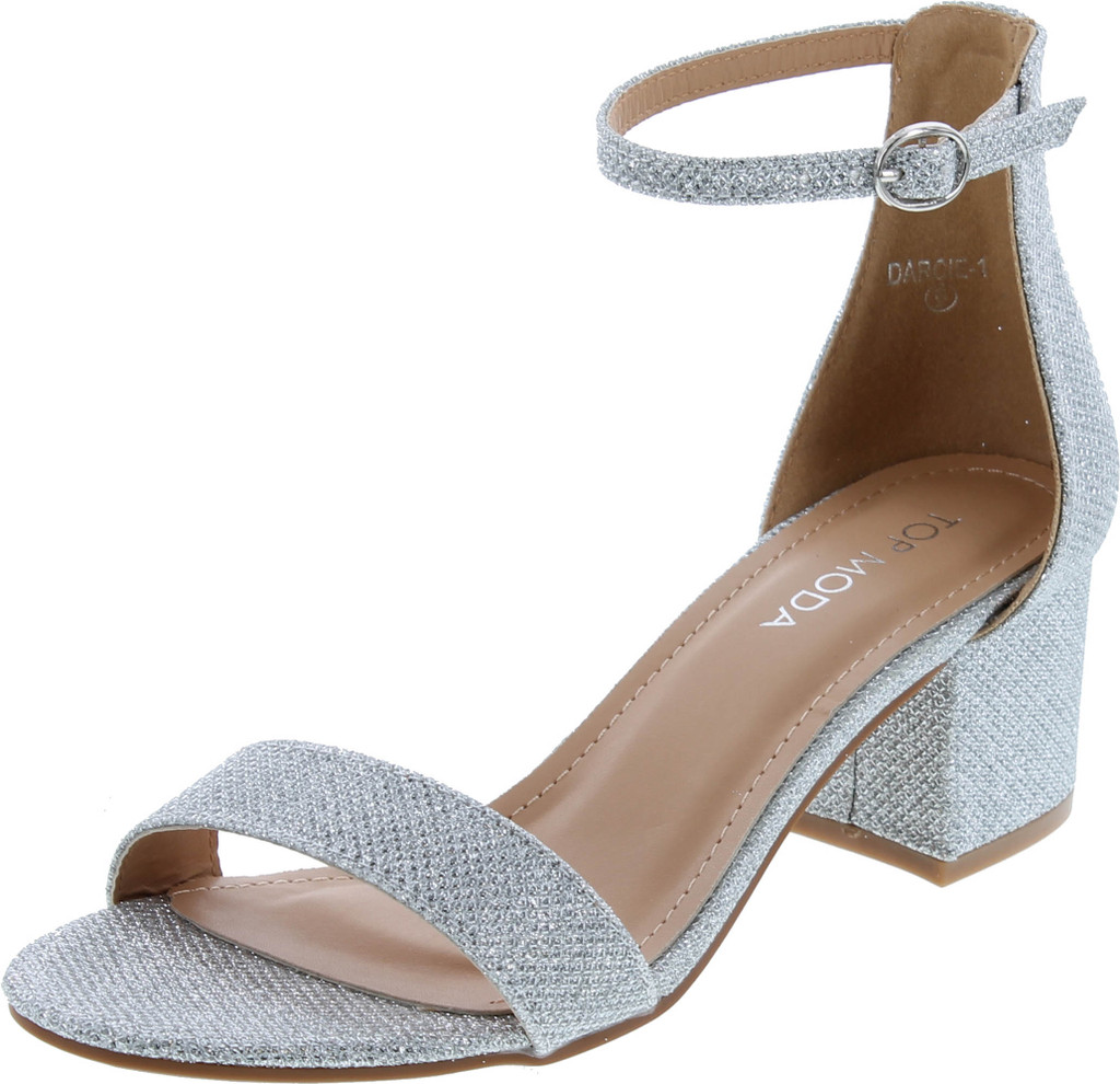 Top Moda Darcie-1 Women's Fashion Ankle Strap Chunky Low Heel Dress Sandal Shoes