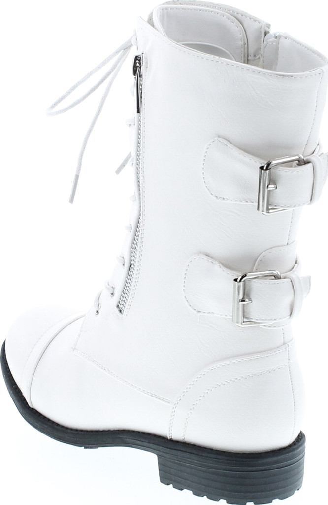 Top Moda Pack 72 Womens Military Lace Up Buckle Combat Boots