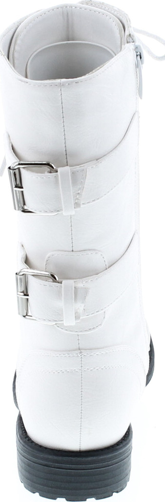 Top Moda Pack 72 Womens Military Lace Up Buckle Combat Boots