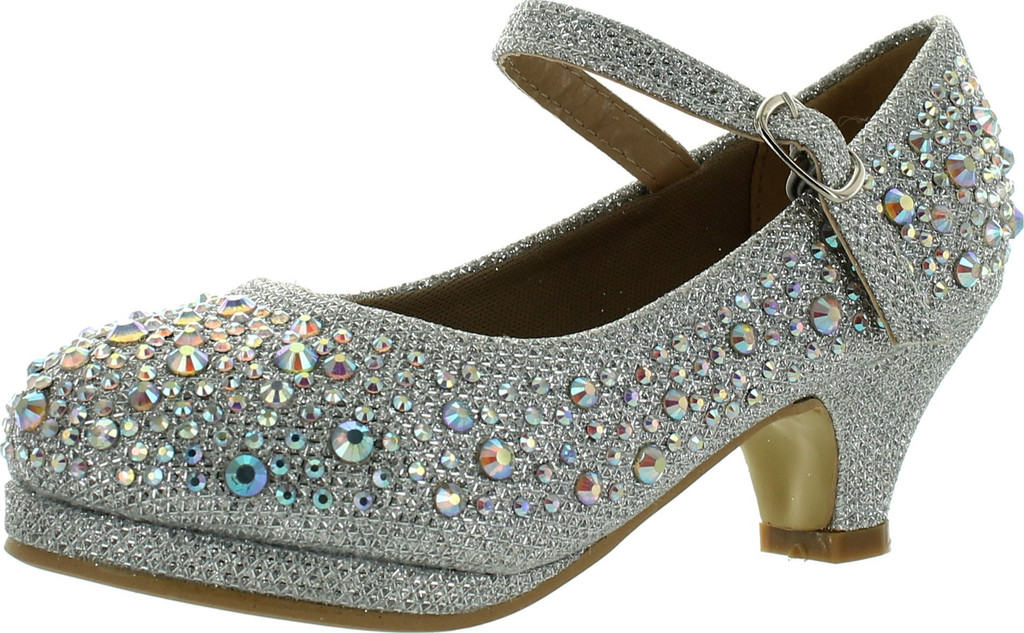 Dana 58K Little Girls Rhinestone Heel Platform Dress Pumps