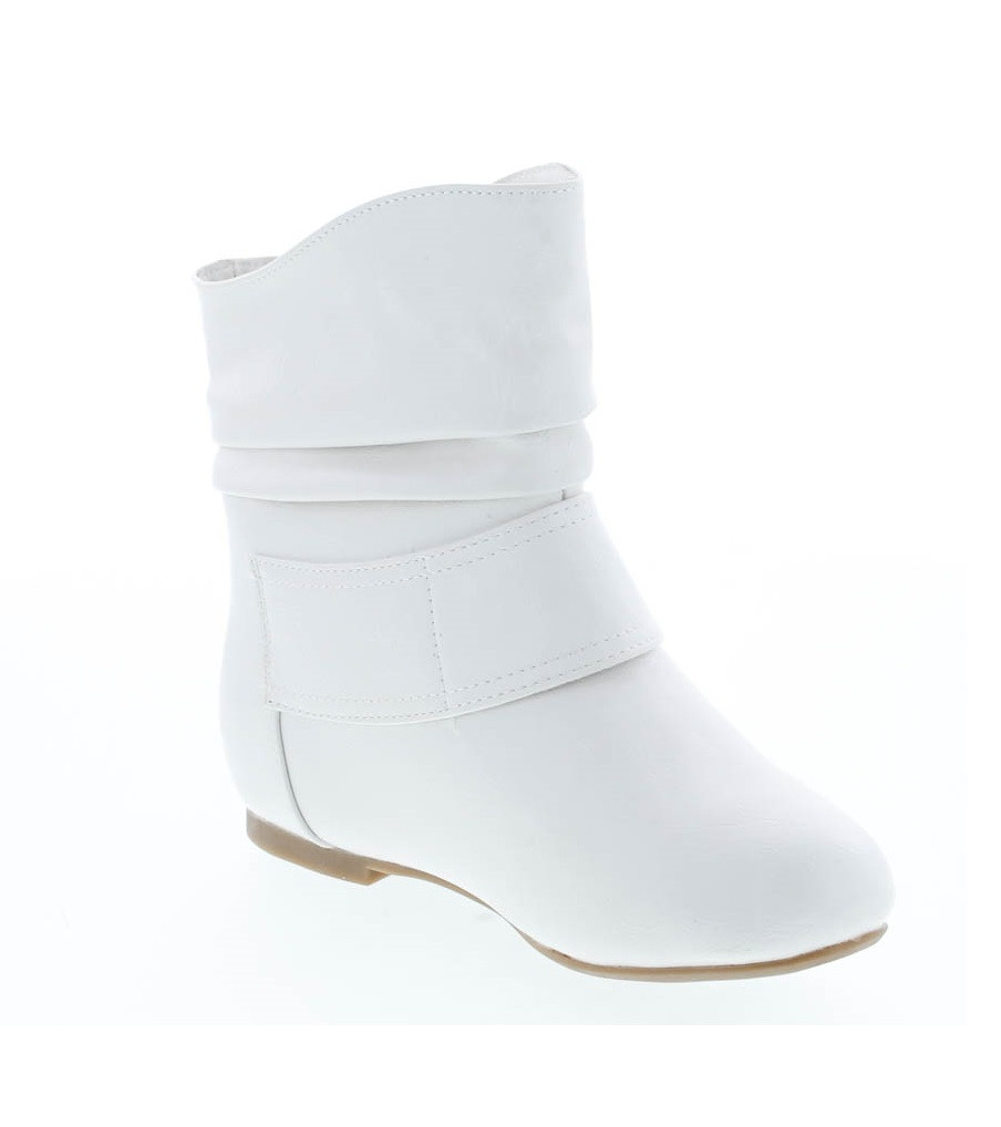 Top Moda Women's Ankle Booties Buckle Mid Calf Buckle Slouch Flat Heel Strap Fashion Shoes