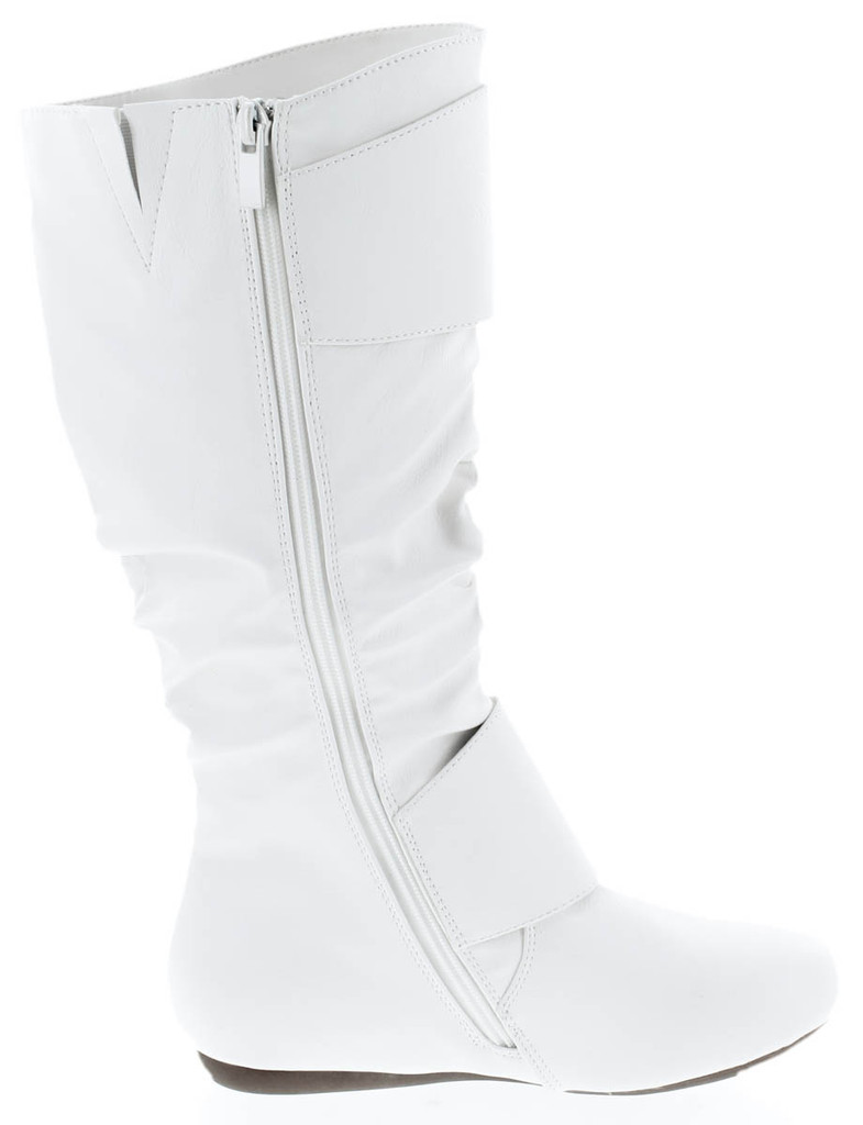 TOP Moda Bank-81 Women's Fashion Round Toe Flat Heel Zipper Buckle Slouchy Mi.