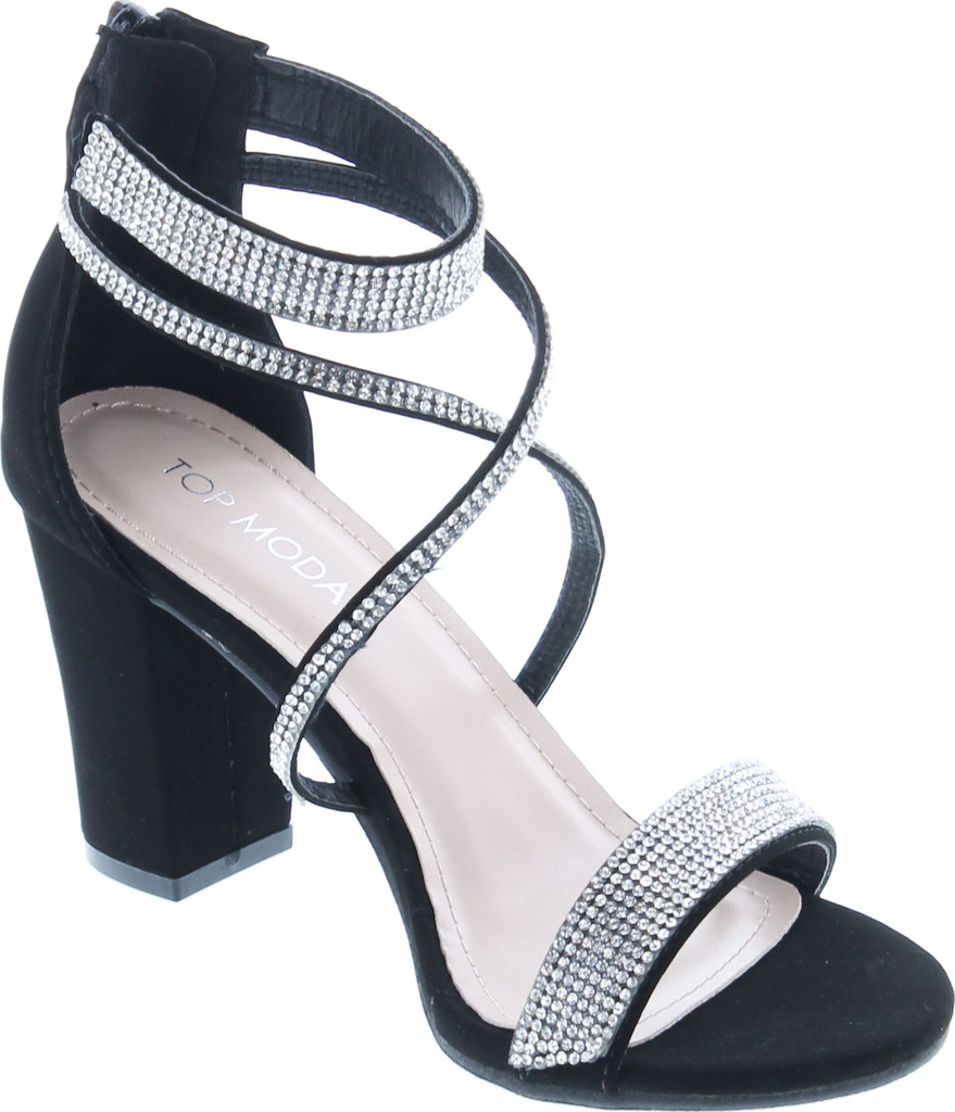 TOP Moda Women's Formal Rhinestone High Heel Sandal Ankle Strap