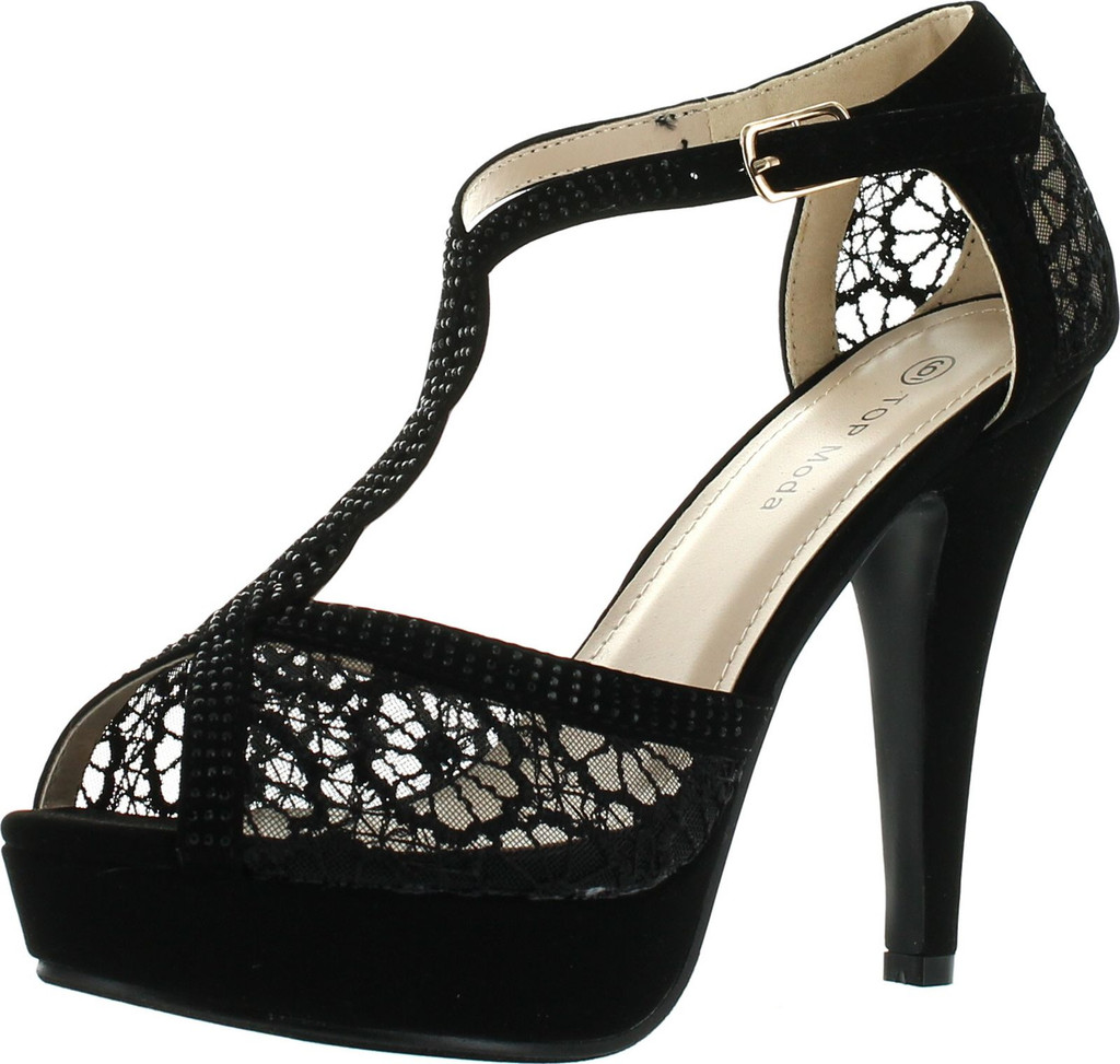 TOP Moda Women's Formal Rhinestone High Heel Sandal Ankle Strap