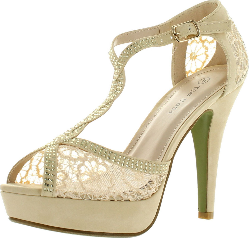 TOP Moda Women's Formal Rhinestone High Heel Sandal Ankle Strap