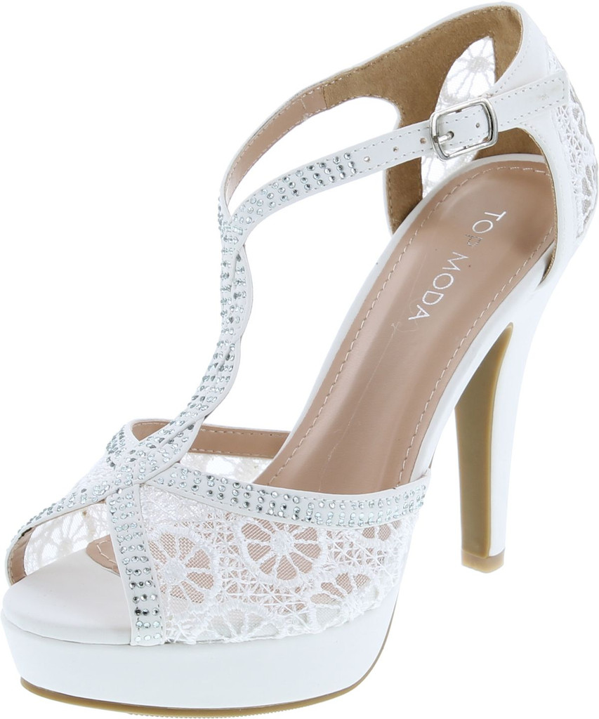 TOP Moda Women's Formal Rhinestone High Heel Sandal Ankle Strap