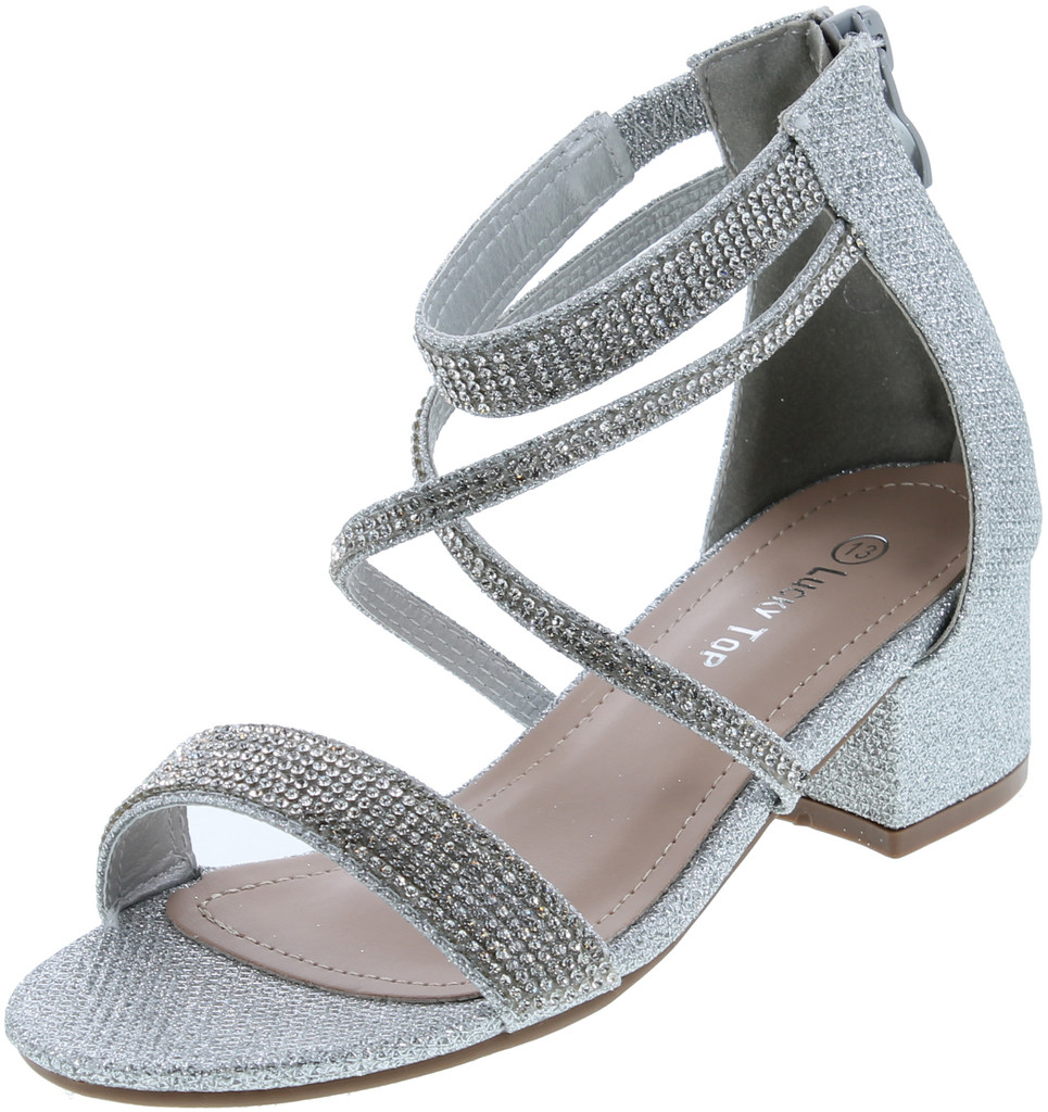 Girls Dress Sandal Low Heel Ankle Strap