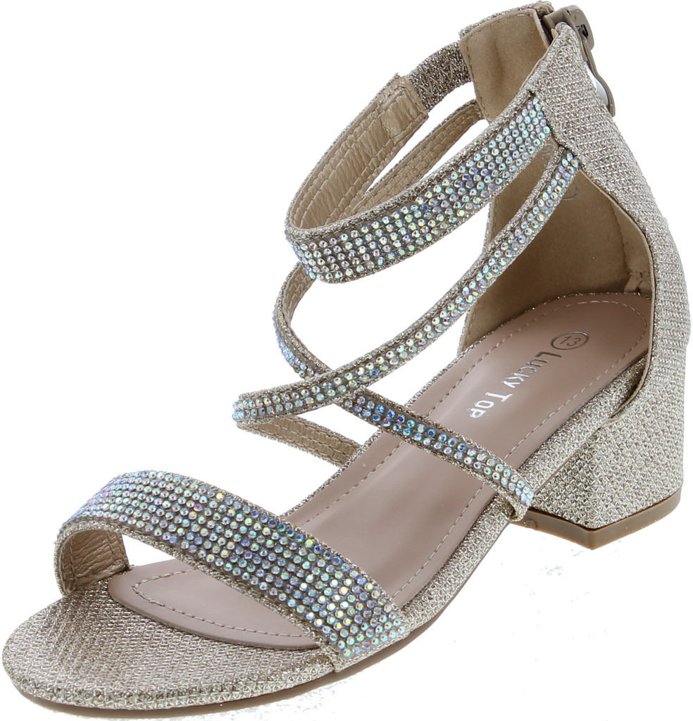 Girls Dress Sandal Low Heel Ankle Strap