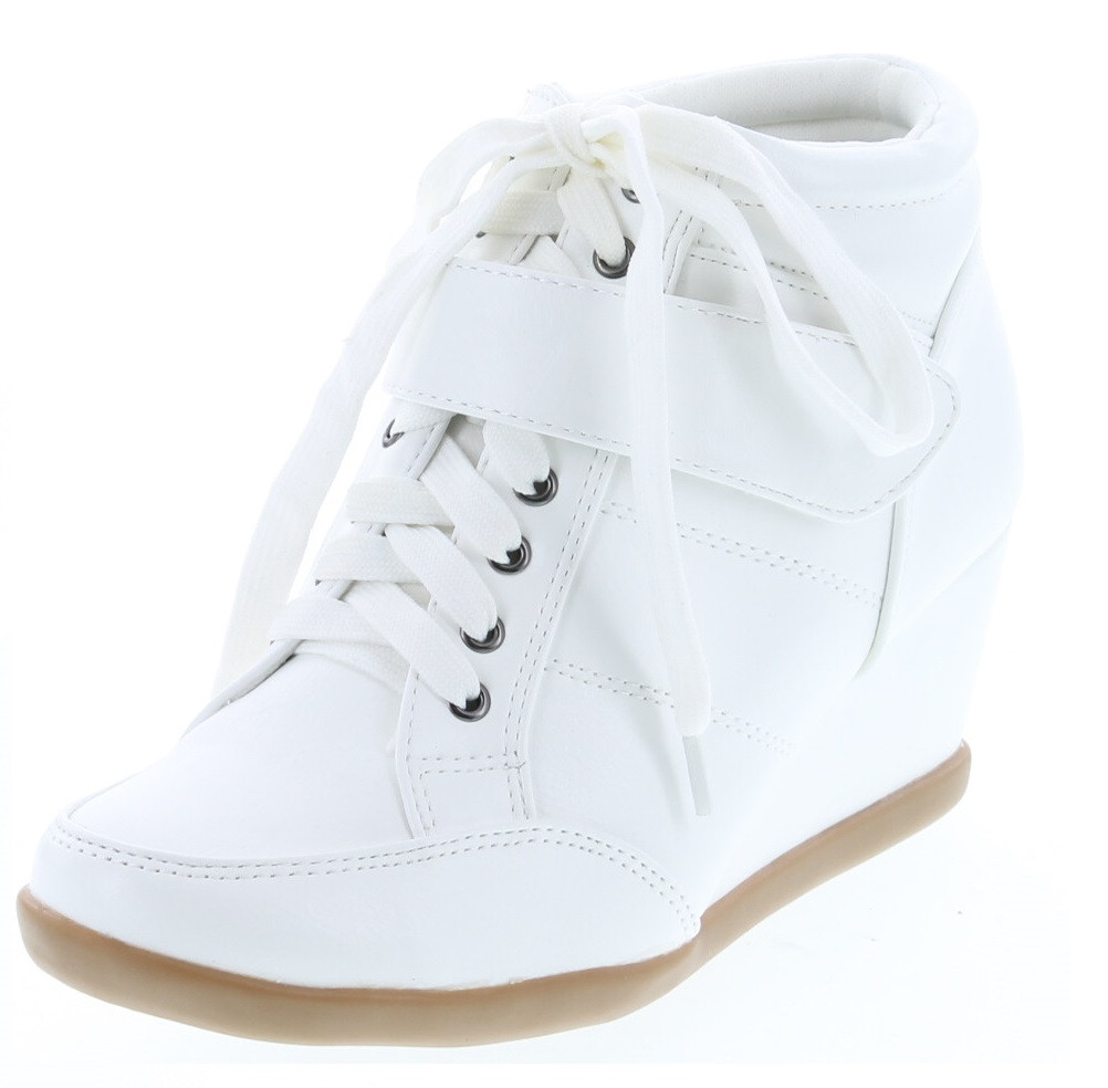 Forever Womens Peggy-61 Hot New Fashion Lace Up Wedge Sneakers Casual Shoes