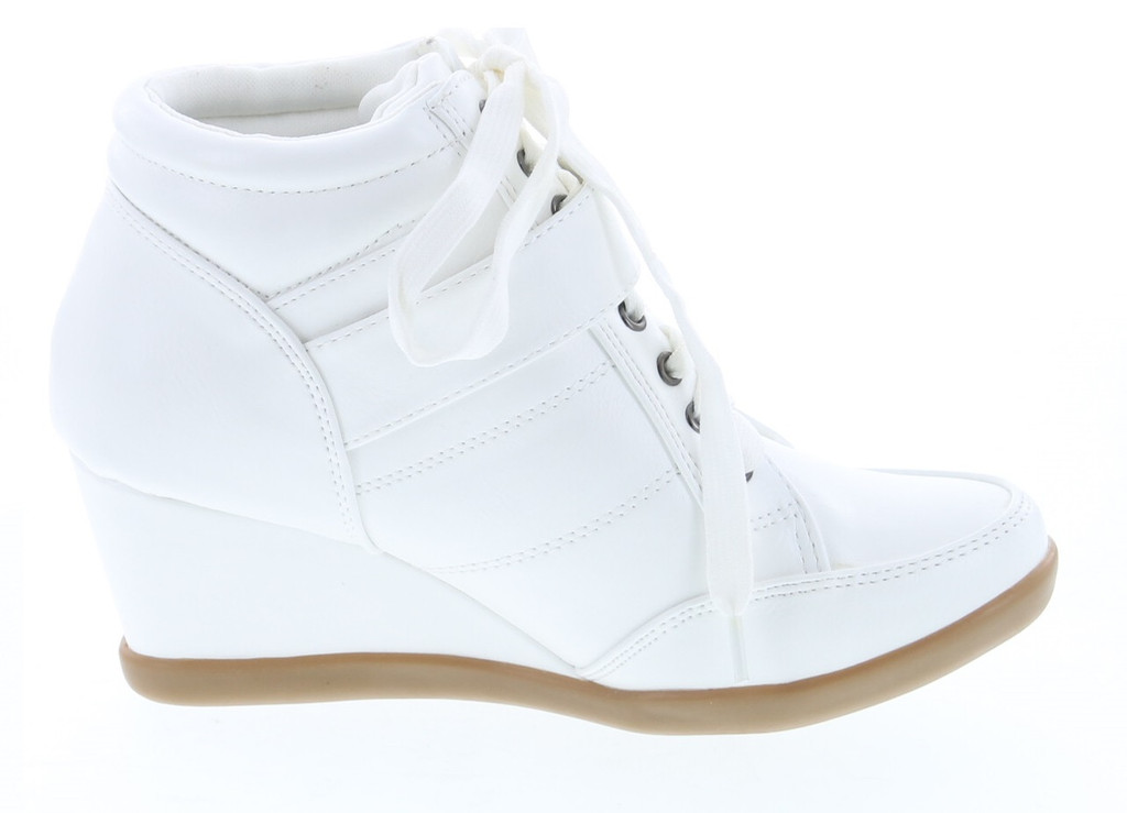 Forever Womens Peggy-61 Hot New Fashion Lace Up Wedge Sneakers Casual Shoes