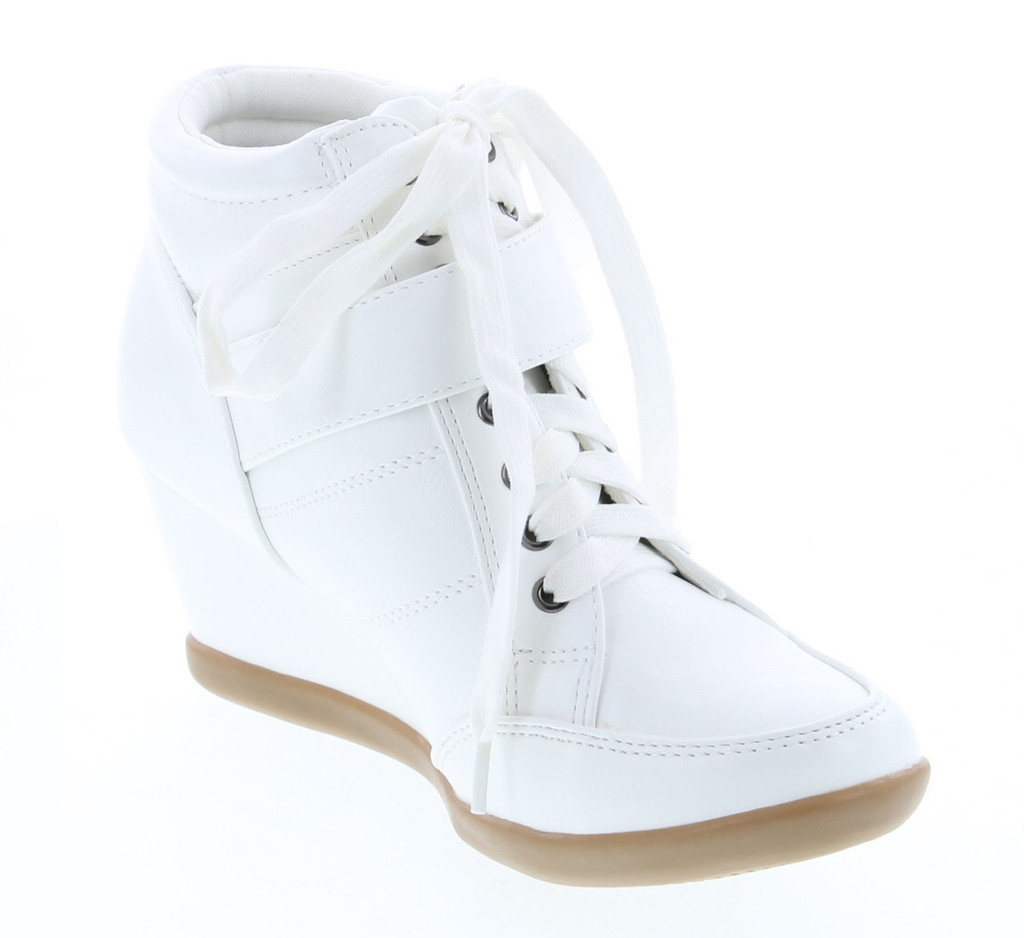Forever Womens Peggy-61 Hot New Fashion Lace Up Wedge Sneakers Casual Shoes