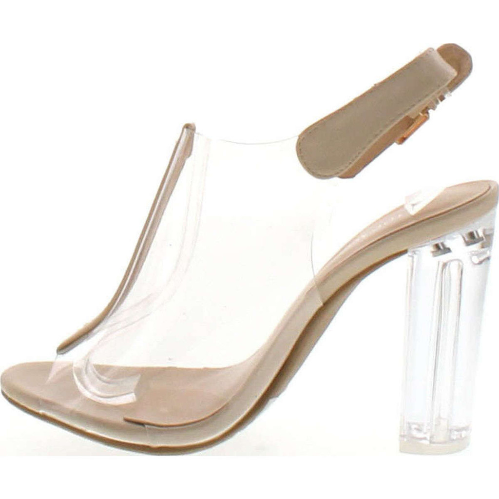 TOP Moda Fenton 1 Womens Clear Chunky Heel Peep Toe Lucite Sandals