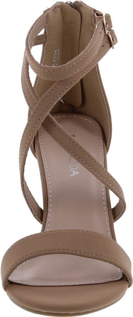 Over The Toe Cross Strap Block Heel Open Toe Dress Sandal
