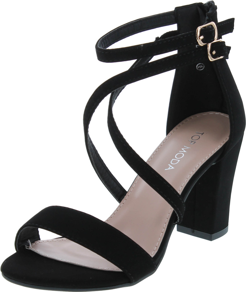 Over The Toe Cross Strap Block Heel Open Toe Dress Sandal