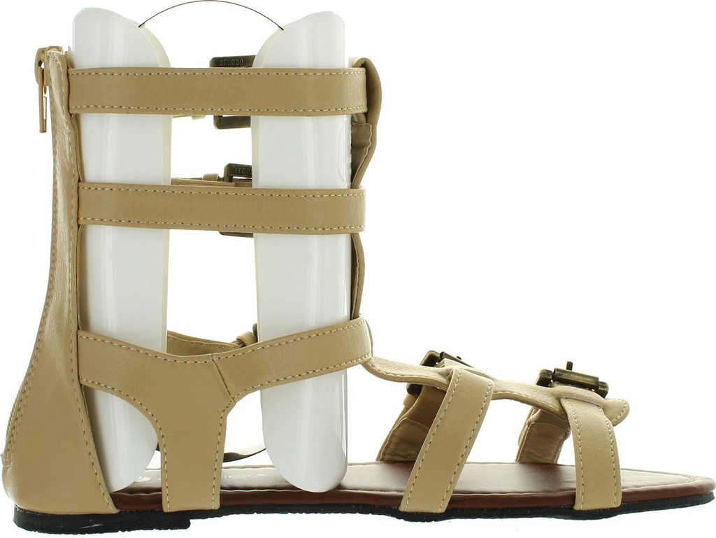 Chatties Womens 10" Gladiator Sandals Flats W/Multi Buckle Straps