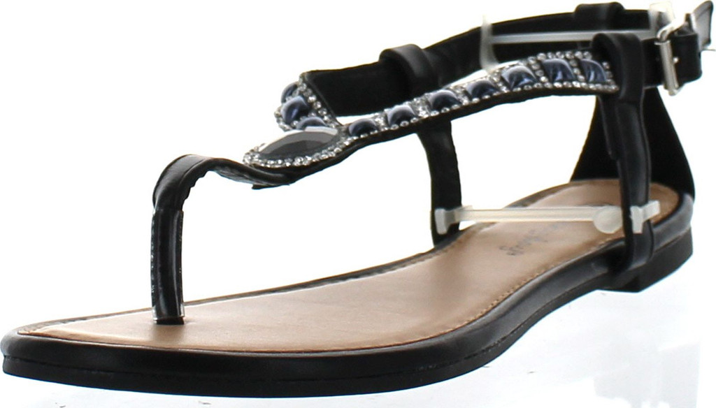 Sunny Day Zalia-4 Women's T-Strap Rhinestone Buckle Strap Flat Thong Sandals