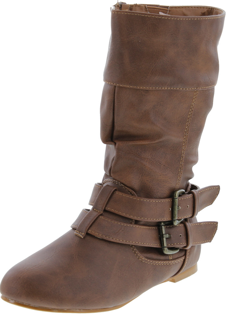 Link Sonny-54K Youth Girl's Fashion Low Heel Zipper Buckle Round Toe Riding Boot