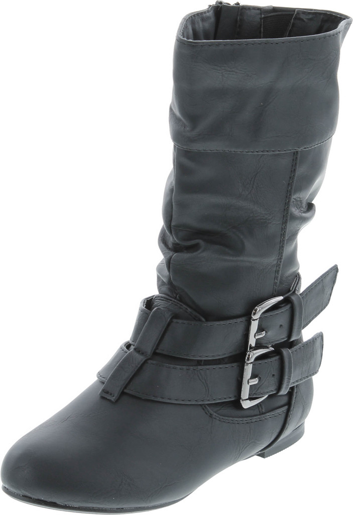 Link Sonny-54K Youth Girl's Fashion Low Heel Zipper Buckle Round Toe Riding Boot