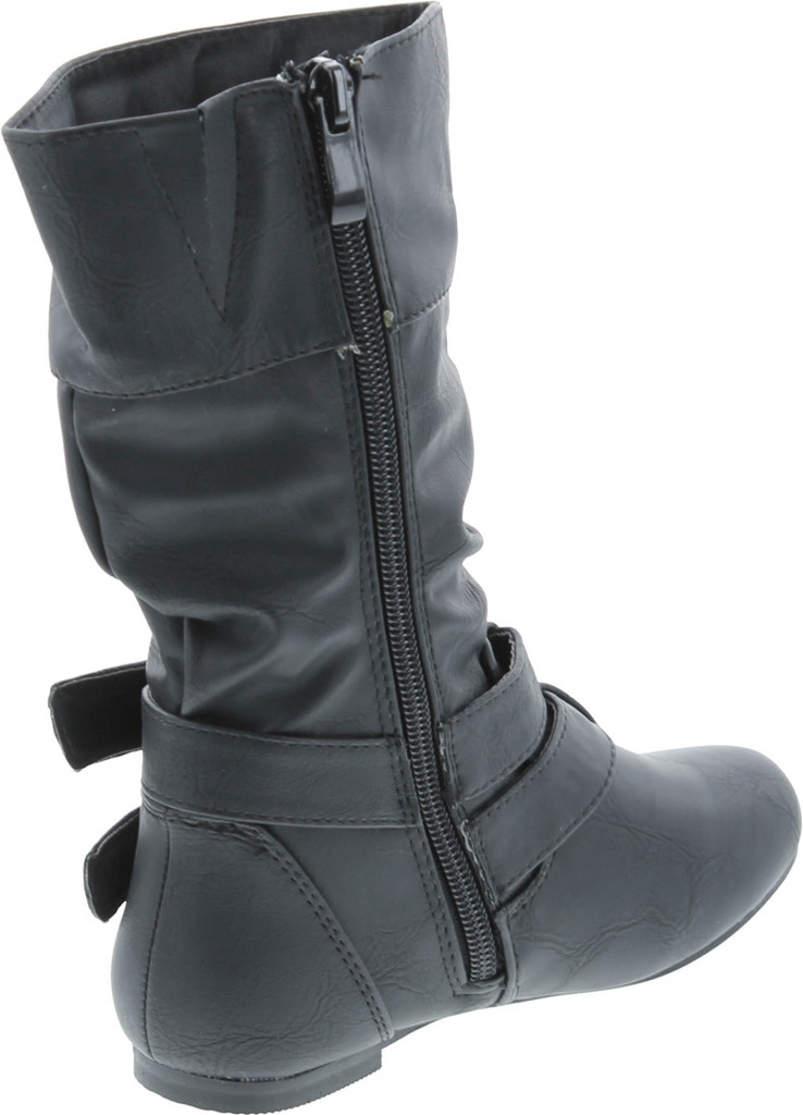 Link Sonny-54K Youth Girl's Fashion Low Heel Zipper Buckle Round Toe Riding Boot