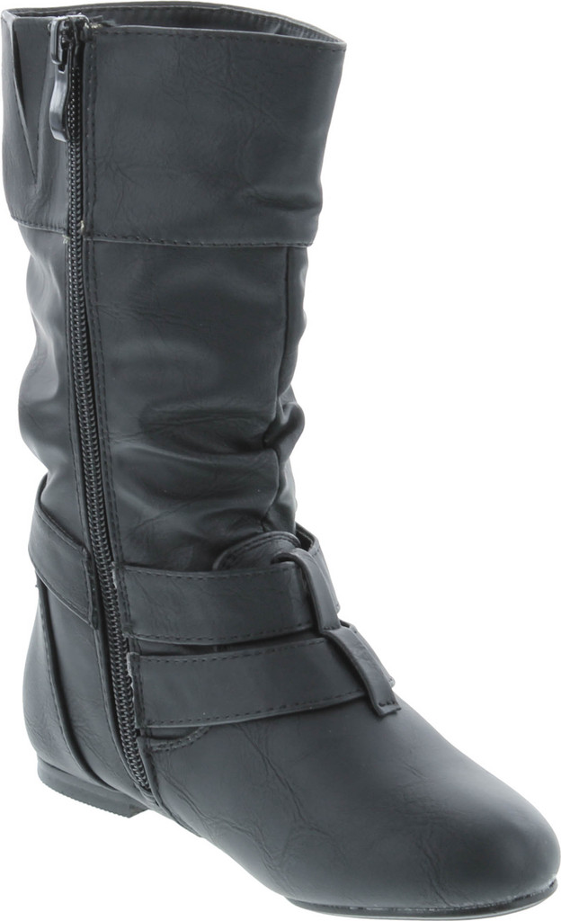 Link Sonny-54K Youth Girl's Fashion Low Heel Zipper Buckle Round Toe Riding Boot