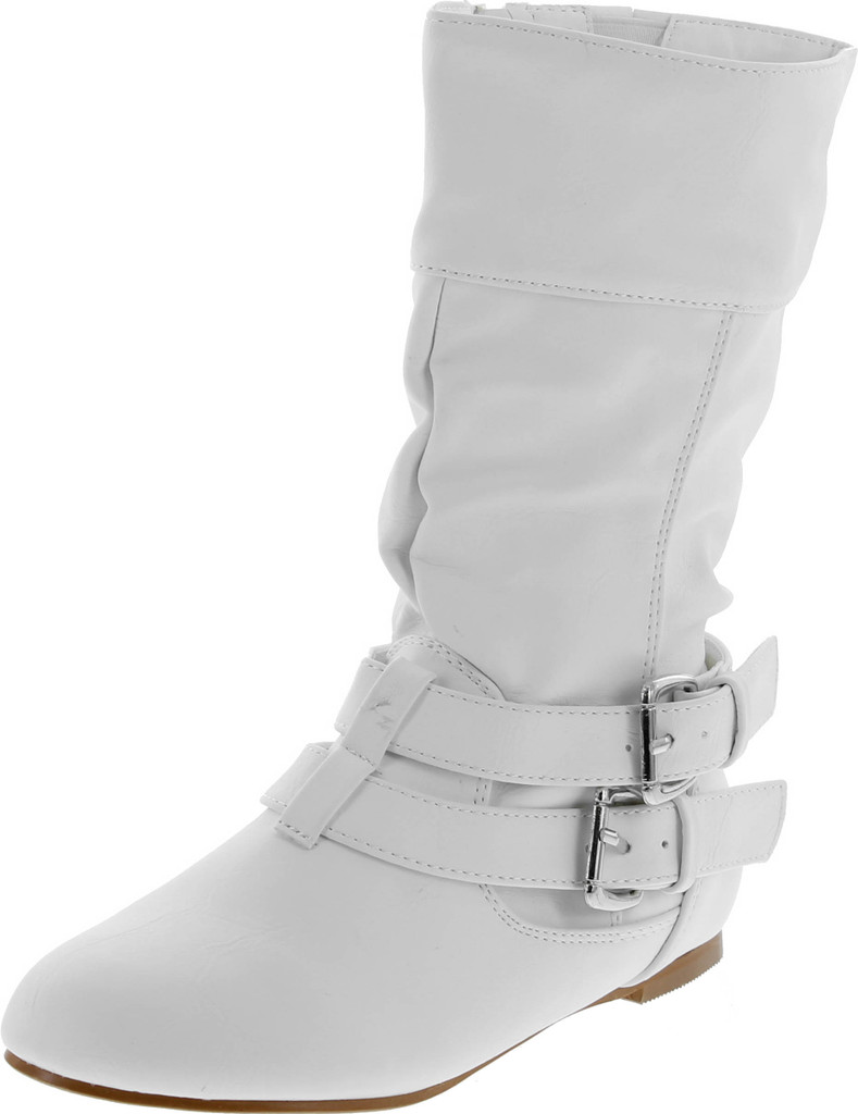 Link Sonny-54K Youth Girl's Fashion Low Heel Zipper Buckle Round Toe Riding Boot