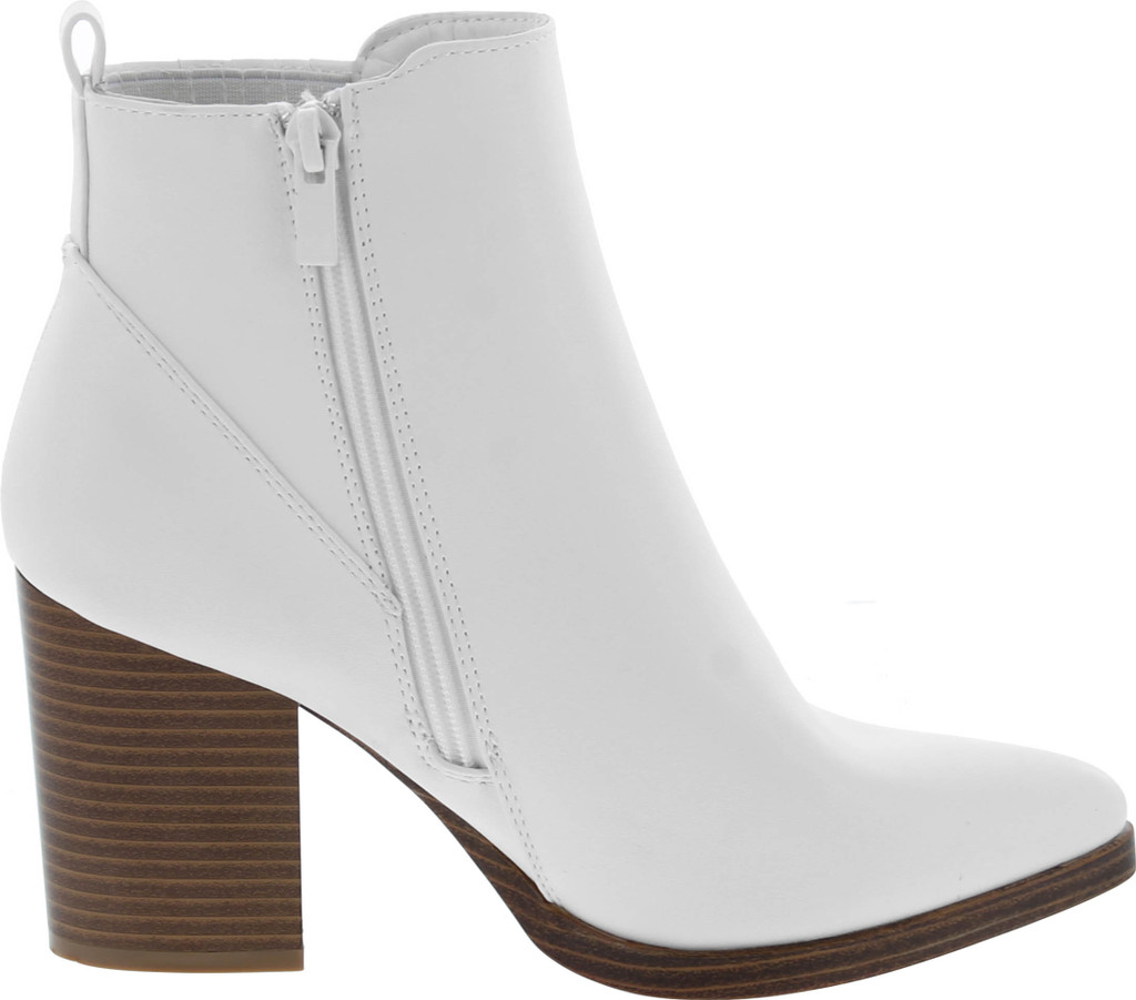 Womens Ankle Boots Chunky Stacked Mid Heel Elastic Chelsea