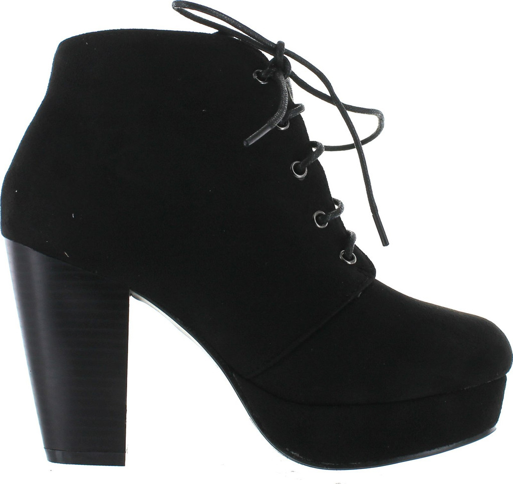 Forever Link Women's Comfort Chunky Heel Lace Up Ankle Booties