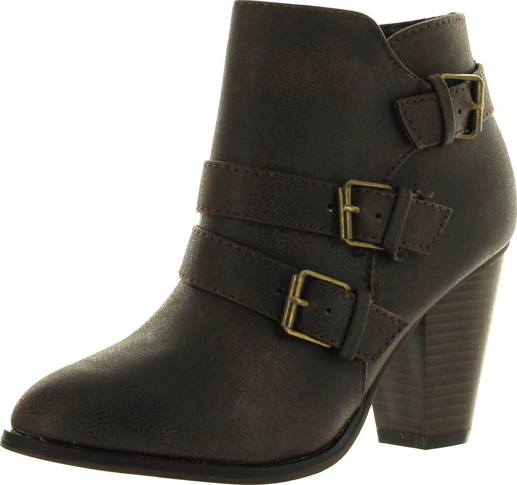Forever Link Women's Comfort Chunky Heel Lace Up Ankle Booties