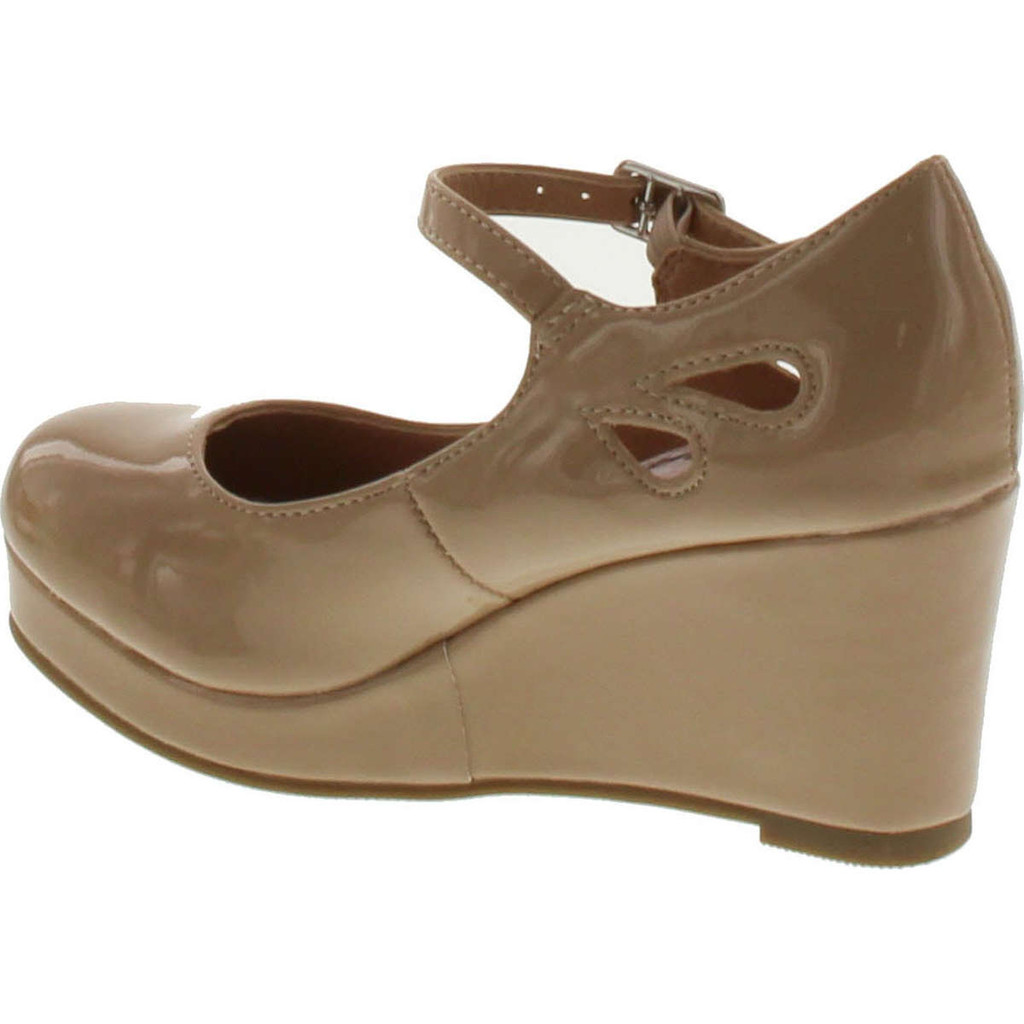 Soda Tyleeiis Black Children's Almond Toe Mary Jane Platform Cut Out Dress Wedge Heel