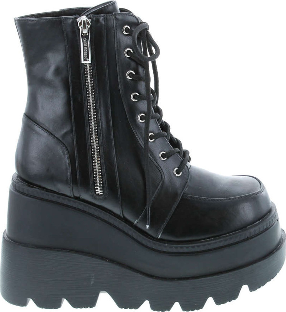 Cape Robbin Radio Holographic Platform Ankle Boots With Chunky Block Heels For Women