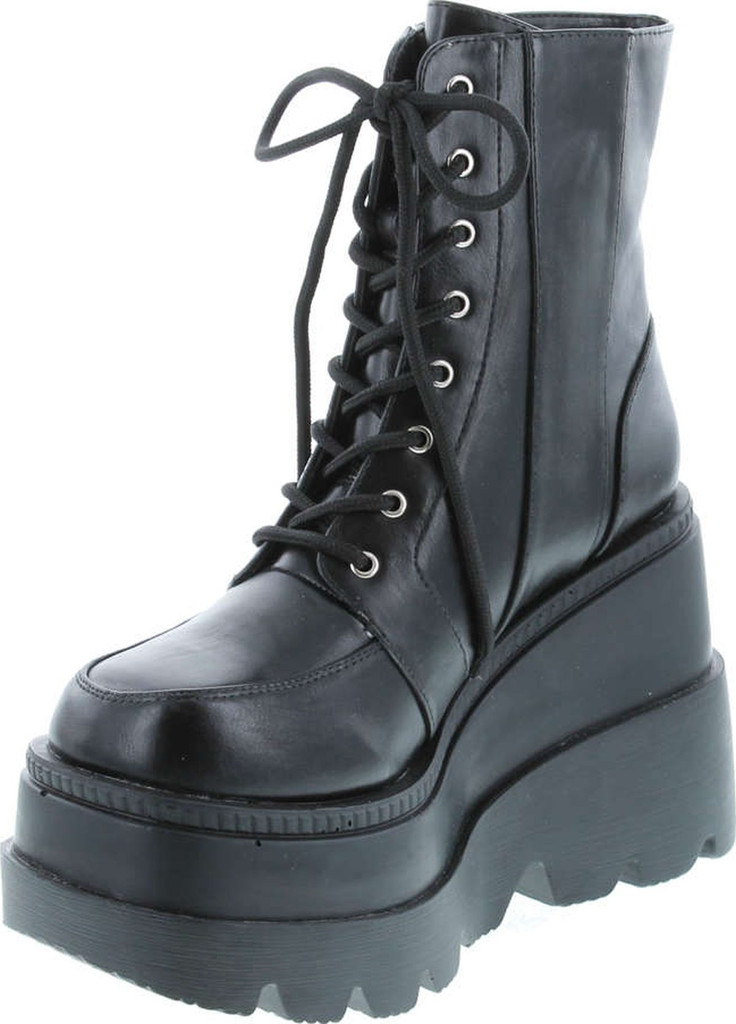 Cape Robbin Radio Holographic Platform Ankle Boots With Chunky Block Heels For Women