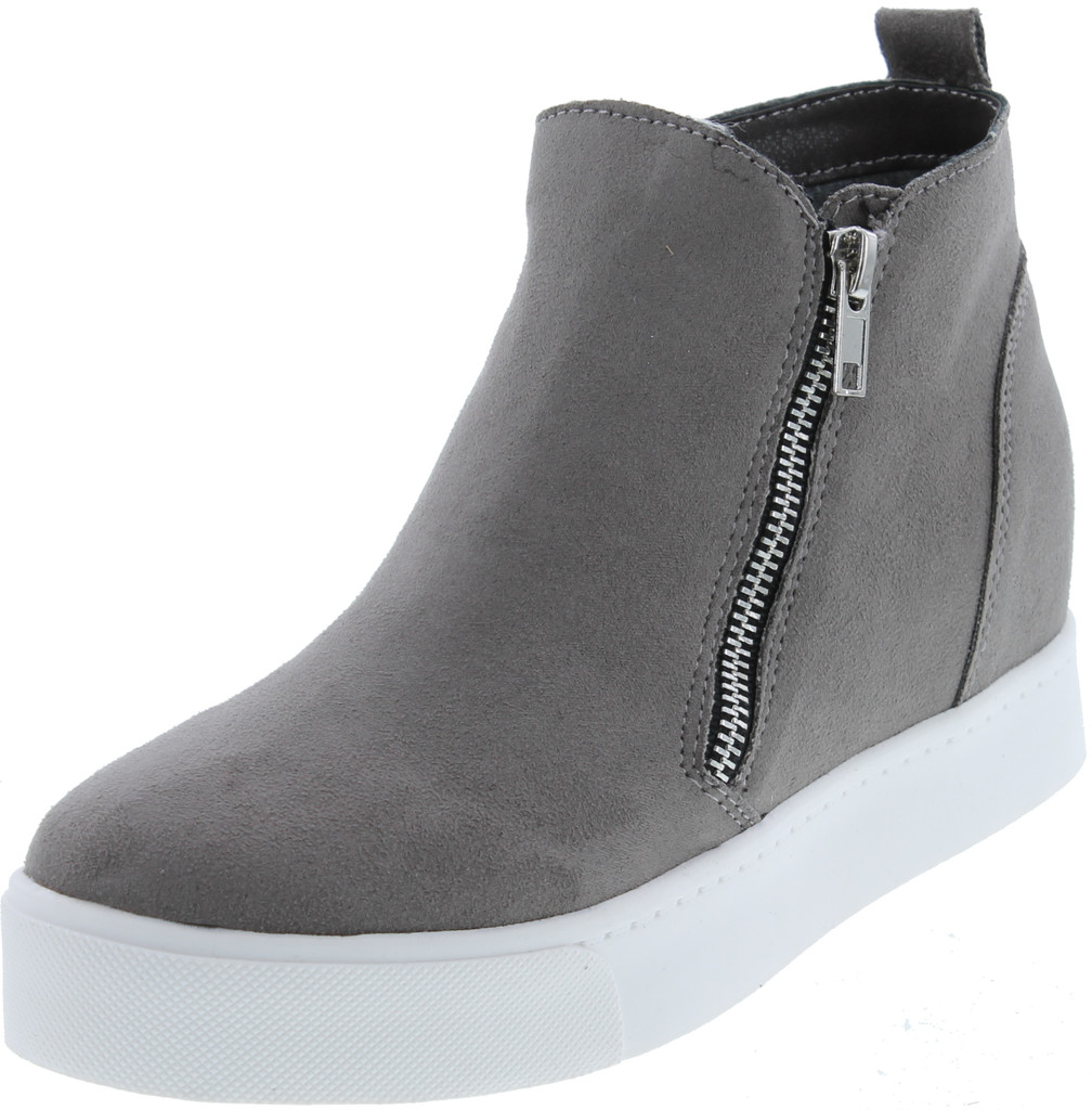 Soda Taylor Hidden Wedge Sole Booties Ankle Heels Sneaker Shoes Side Zipper