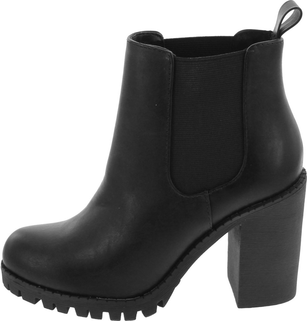 Soda Glove - Ankle Boot W/Lug Sole Elastic Gore And Chunky Heel