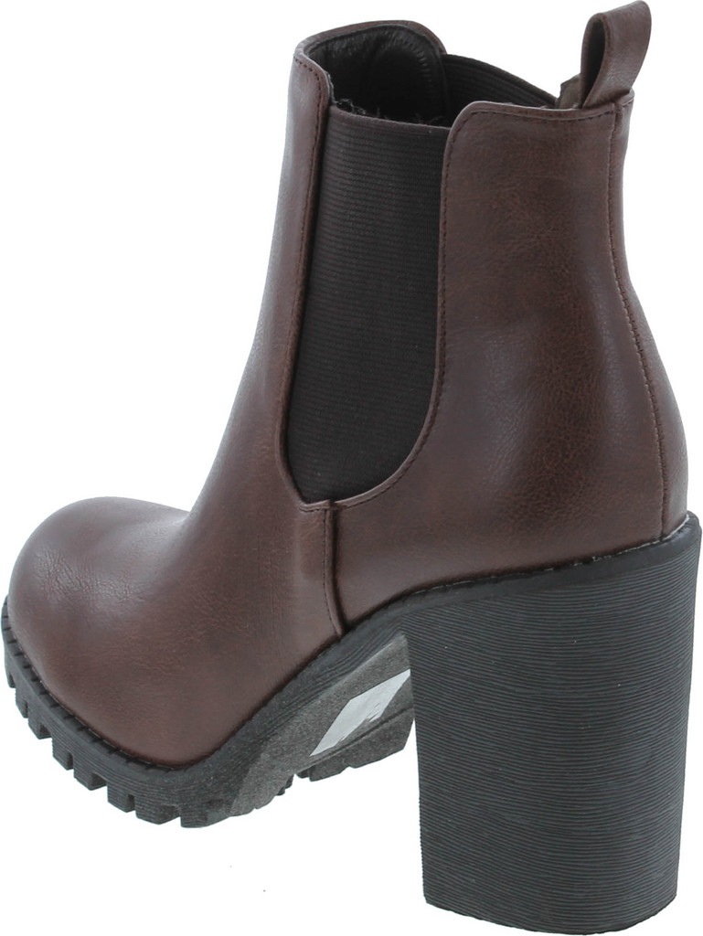 Soda Glove - Ankle Boot W/Lug Sole Elastic Gore And Chunky Heel