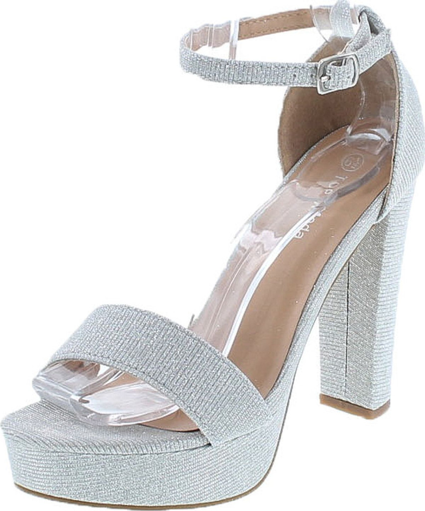 Top Moda Women's Top Moda Thomas-52 Open Toe High Chunky Block Heel Platform Ankle Strap Sandals