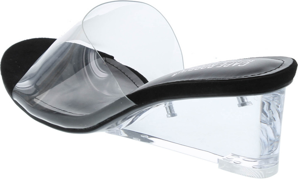 Cape Robbin Uchee Clear Chunky Block Low Wedge Heels For Women Transparent Open Toe Shoes Heels For Women