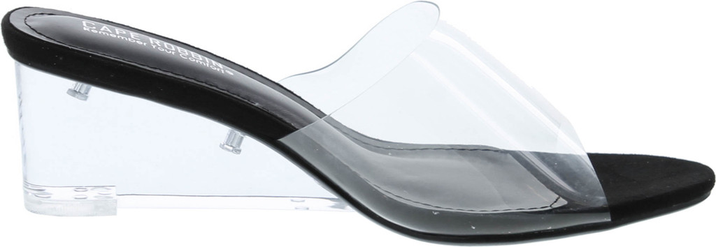 Cape Robbin Uchee Clear Chunky Block Low Wedge Heels For Women Transparent Open Toe Shoes Heels For Women