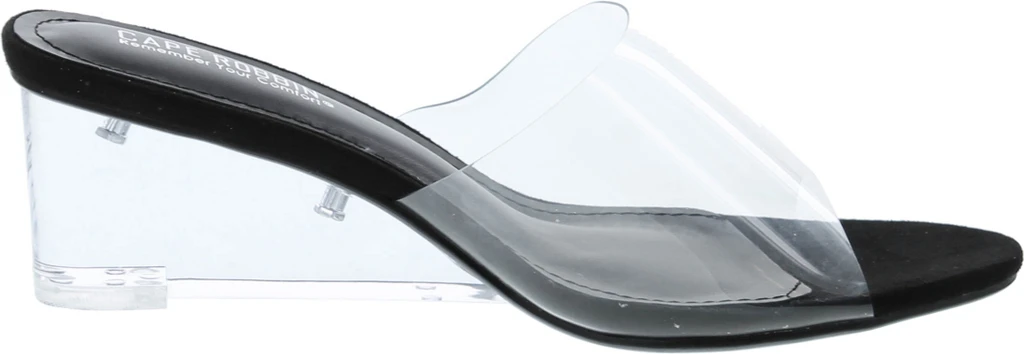 Cape Robbin Uchee Clear Chunky Block Low Wedge Heels For Women Transparent Open Toe Shoes Heels For Women