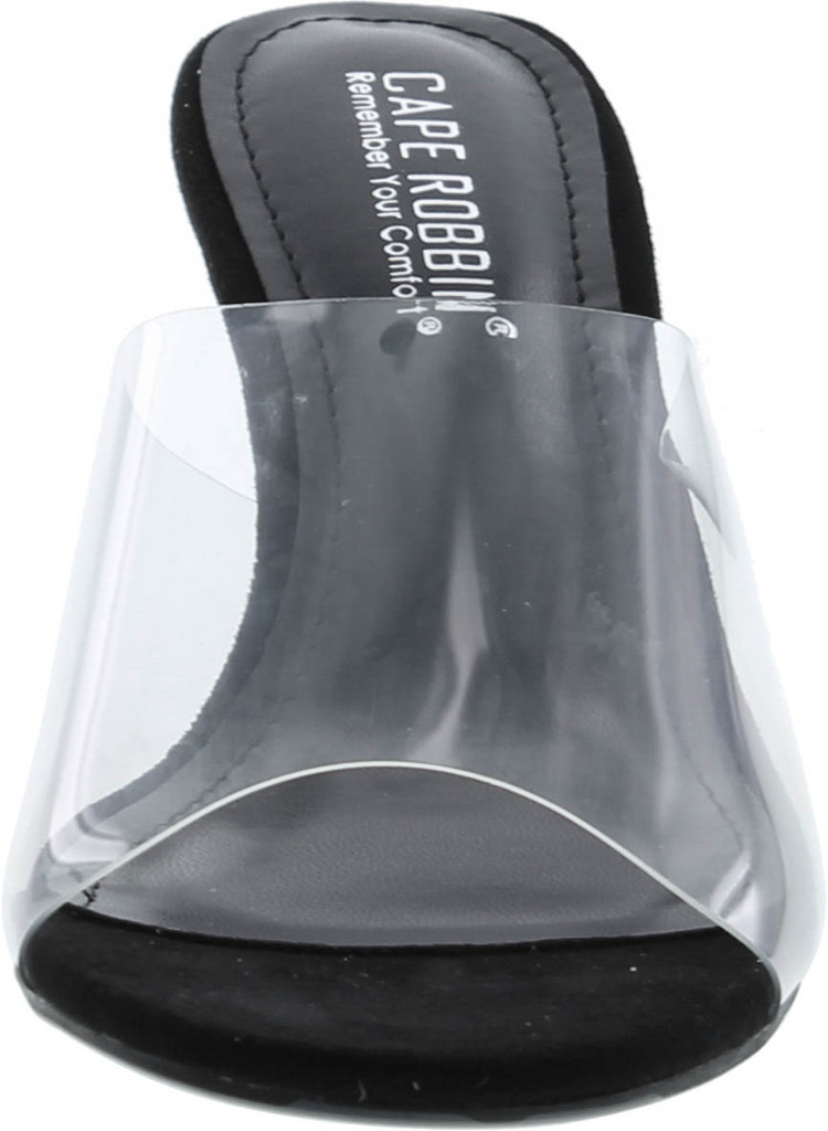 Cape Robbin Uchee Clear Chunky Block Low Wedge Heels For Women Transparent Open Toe Shoes Heels For Women