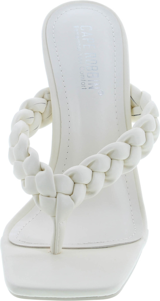 Cape Robbin Tibi Sexy High Heels For Women, Woven T-Strap Shoes Heels With Square Open Toe