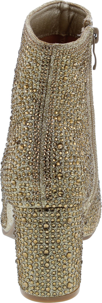 Forever Women Rhinestone Block Chunky Heel Ankle Bootie